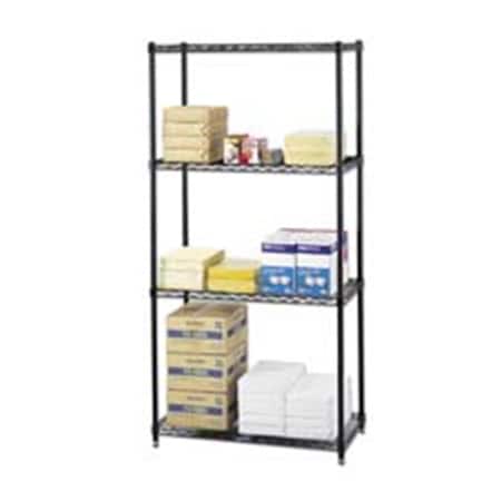 Betterbeds Wire Shelving- w- 4 Shelves-4 Posts- 500Lb Cap- 36in.x18in.x72in.- BK BE3207115